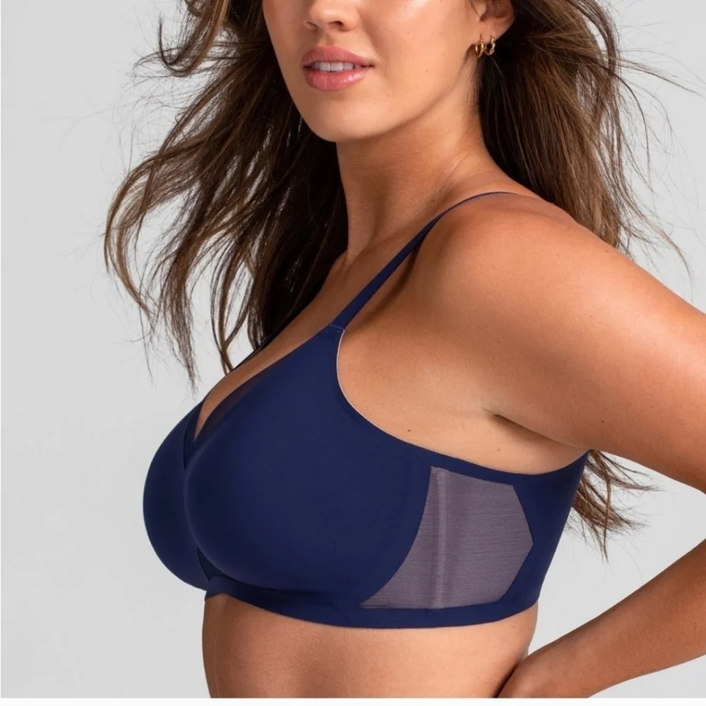 Honeylove Crossover Wireless Bra Blue Size XL